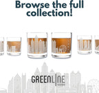 Greenline Goods – Nashville, TN Skyline Whiskey Glasses (Set of 2), 10 oz – Rocks/Old Fashioned Tumblers