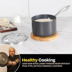 Guy Fieri's Flavortown Laser Titanium 2-Quart Sauce Pan with Lid - Non-stick Cookware Without PFAS, PTFE, or PFOA, 3x More Durable, Dishwasher Safe, Oven Safe