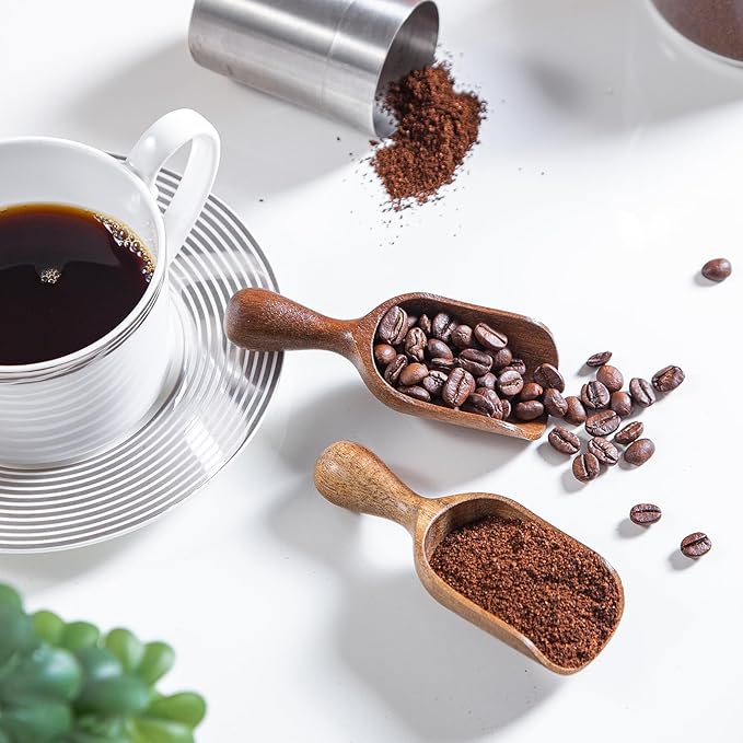 Wooden Scoops for Canisters 4PCS Acacia Wooden Scoop for Jars Mini Measuring Spoons for Ground Coffee Scoops Wood Scoops for Seasoning Bath Salt Laundry Detergent Shovel Measuring-Multipurpose