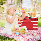 Insulated Picnic Basket,Leak-Proof Collapsible Cooler Bag,26L Grocery Basket with Lid,2 Sturdy Handles,Storage Basket for Picnic,Food Delivery,Take Outs,Market Shopping,Travel (Star)