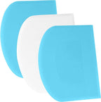 SURDOCA Dough Scraper Bench Scraper - 3P 4.7x3.7" Plastic Flexible Bowl Scraper, Sharp Edge & Angles Cake Scraper. Non-Slip Bakeware Decorating Tools Sculpting & Modeling Tools - Blue+White+Blue