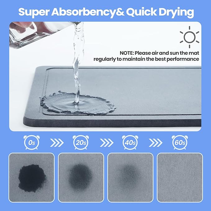 Dish Drying Rack White with Diatomaceous Earth 1 Tier,Multifunctional Dish Racks for Kitchen Counter Quick-Drying,Large Capacity Space Saving with Cutlery Cups Holder