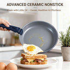 Ammeloo 18-Piece Ceramic Pots and Pans Set Non Stick, Non Toxic Cookware Set with Removable Handles, Pot Sets for Cooking, Induction Ready, Dishwasher & Oven Safe, PFAS PFOA & PTFE Free Navy Blue