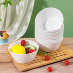 supernal 12PCS White Wheat Straw Bowls - Unbreakable Reusable Soup & Cereal Bowls with Smooth Edges,Fridge & Dishwasher Safe,Hard Plastic Dinnerware for Ramen,Salad,Hot Food(Sturdy & Lightweight)