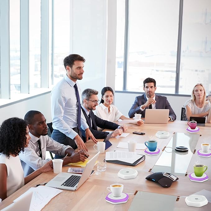 Smart Beverage Heating Plate Candle Wax Cup Warmer Electric Thermostat Coaster for Hot Coffee Milk Tea Water Cocoa Desk Home Office Use Christmas Birthday Gift Auto Shut Off White