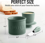 Zulay Kitchen Porcelain Butter Crock With Lid & Knife - Authentic French Butter Dish For Fresh & Spreadable Butter - Deep Sea