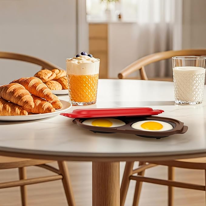 Microwave Egg Cooker, Rapid Egg Poacher for Breakfast with Lid, Easy to Use and Clean, BPA-Free