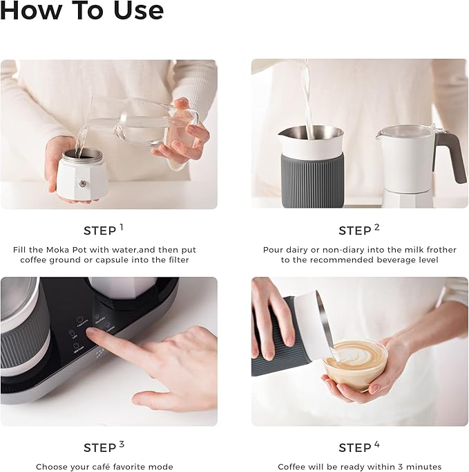 SEVEN&ME Espressor Machine Coffee Maker, with Milk Froth All-in-One Espresso Machine Combination, Latte Cappuccino Macchiato Espresso Electric Moka Pot, One Click Smart Operation（8.66"）