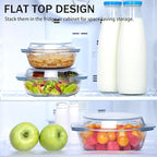 NUTRIUPS Round Glass Casserole Dish Set, Casseroles Cookware with Glass Lid, Casserole Dish With Lid(Set of 3-0.65L+1L+1.4L)