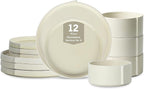Stone Lain Bao 12-Piece Dinnerware Set Stoneware, Beige