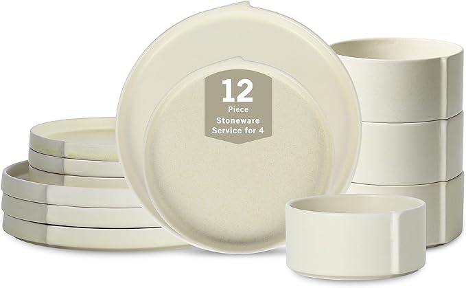 Stone Lain Bao 12-Piece Dinnerware Set Stoneware, Beige