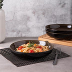 LERATIO Pasta Bowls,Ceramic 38oz Pasta Bowls,9.0" Reactive Glaze Pasta Bowl Set of 4,Microwave & Dishwasher,Oven Safe,Large Wide Serving Bowls for Salad, Dessert, Pizza,Scratch Resistant-Chestnut