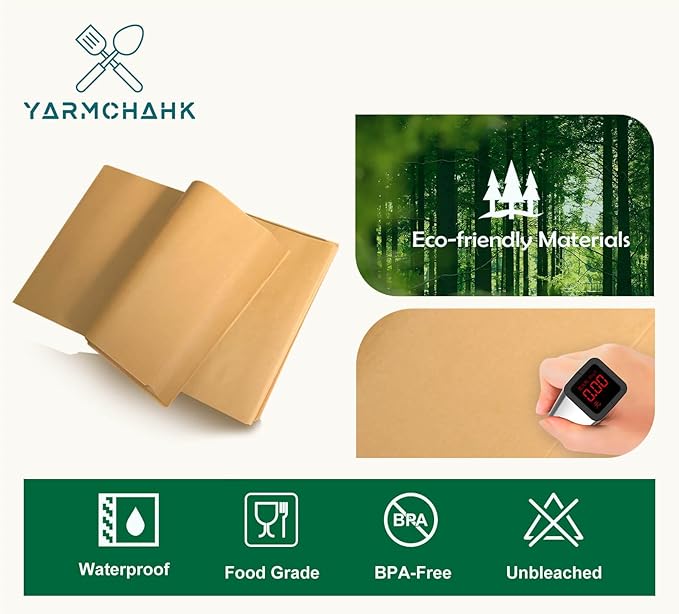 200pcs Unbleached Parchment Paper Sheets, 12x16In Precut Cooking Paper Liners for Baking Sheets, Air Fryer, Microwave, Grilling, Oven, Non-Stick,Non-Toxic, Oil Proof, Food Grade