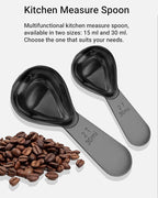 Coffee Scoop 30ml 2PCS, 2 Tablespoon Measuring Spoons, Ergonomics Design Coffee Scooper Stainless Steel Manufacture，Coffee Scoop for Ground Coffee Protein Powder Sugar Cereal (Black, 2 tbsp-30ml)