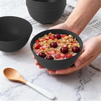 Wheat Straw Bowls Set of 6, Unbreakable Lightweight 26 OZ Cereal Bowls for Kitchen, Reusable Salad Bowl, Microwave & Dishwasher Safe Bowl Set, Black