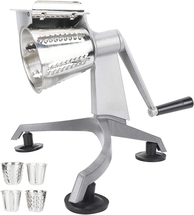 Food, Multi‑Functional Hand Crank Cutter Vegetable Cutter Cheese Grater Nut Grinder Food Processors with 5 for Household Restaurant Kitchen
