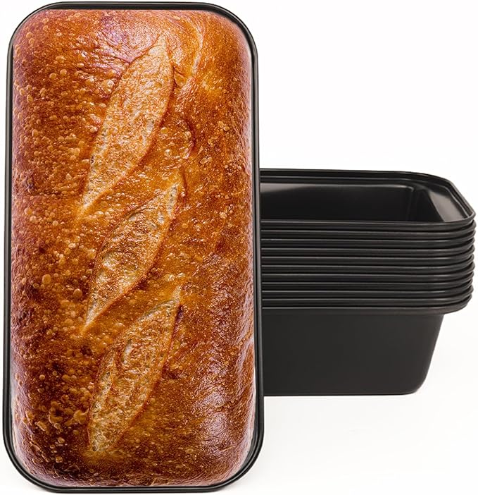 Small Mini Loaf Pans Nonstick Bread Pans Set, 12-Pack, 10x5.1x2.5 in, Thick Carbon Steel, Oven & Air Fryer Safe, Cute Baking Tins, Easy-to-Clean, Durable Bakeware for Mini Bread & Cakes (Black)