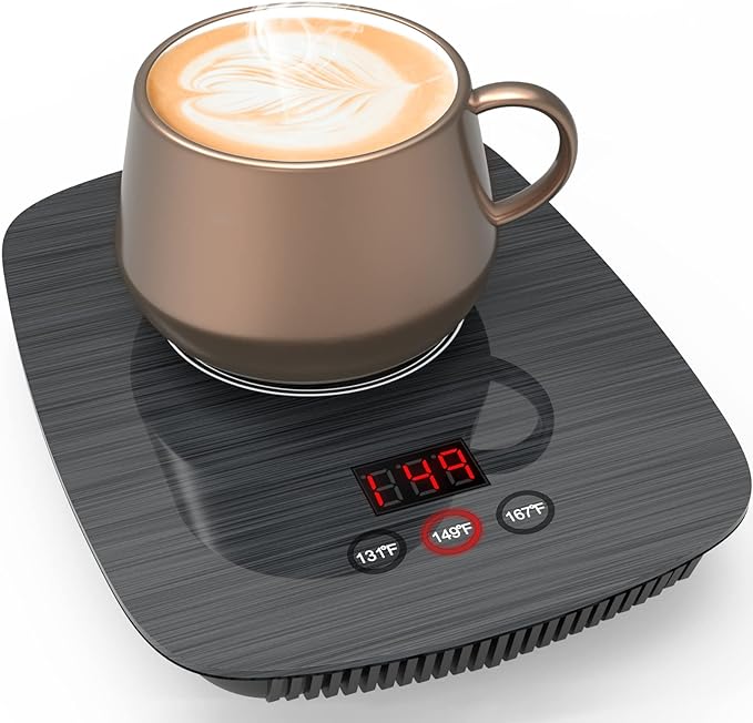 Mug Warmer,Coffee Warmer for Desk Office Home Use, Electric Cup Warmer with Three Temperature Settings,Coffee hot Plate for Cocoa Tea Water Milk with Auto Shut Off After 4H Feature (Grey/Without Mug)