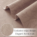 Romanstile Vinyl Placemats Set of 4-12 X 18 Inch - Heat Resistant Non-Slip Embossed Floral Place Mats 100% Waterproof Oilproof Wipeable Faux Leather Table Mats for Kitchen/Dining/Party, Khaki