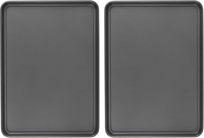 GoodCook Everday Nonstick Carbon Steel 15” x 21” Baking Sheet Set, 2 Pack – Extra-Large Carbon Steel Cooking Pans, Bakeware Set, Cookie Sheets for Baking, Oven Pan Set