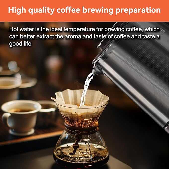 Titanium Hot Tea Maker Glass Electric Kettle with Infuser and Temperature Control,1.5L Tea Maker & 1500W Rapid Boiling,Programmable Control for your Favorite Teas and Coffee-Brown