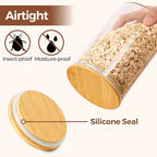 ComSaf 1 Qt Glass Storage Containers with Lids, Glass Jars with Lids, Clear Food Storage Jar, Round Canister Set of 6, Pantry Organizers for Cookie Pasta Flour Rice Tea Coffee Bean