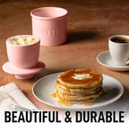 Zulay Kitchen Porcelain Butter Crock With Lid & Knife - Authentic French Butter Dish For Fresh & Spreadable Butter - Pink
