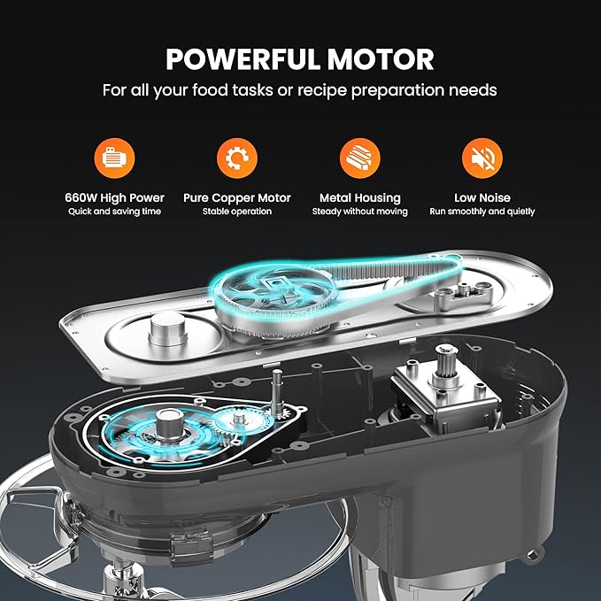 VIVOHOME Stand Mixer, 660W 10 Speed 6 Quart Tilt-Head Kitchen Electric Food Mixer with Beater, Dough Hook, Wire Whip and Egg Separator, Gray