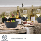 Homienly Cereal Bowl, Large Soup Bowl Set, Wheat Straw Bowl with Textured Design - 36oz Bowl Set, 6 PCS Microwave and Dishwasher Safe Bowls, Bowls for Kitchen, Serving Soup,Ramen,Pho,Salad - Black