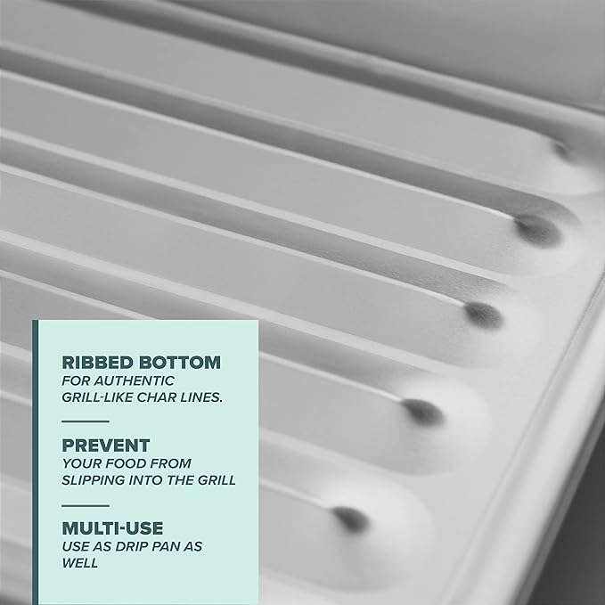 PLASTICPRO 10 Pack Disposable Aluminum Grill Liners Toppers Aluminum Foil Broiler Pans Durable Ribbed Grill Drip Pans 8.5x7