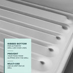 PLASTICPRO 50 Pack Disposable Aluminum Grill Liners Toppers Aluminum Foil Broiler Pans Durable Ribbed Grill Drip Pans 8.5x7