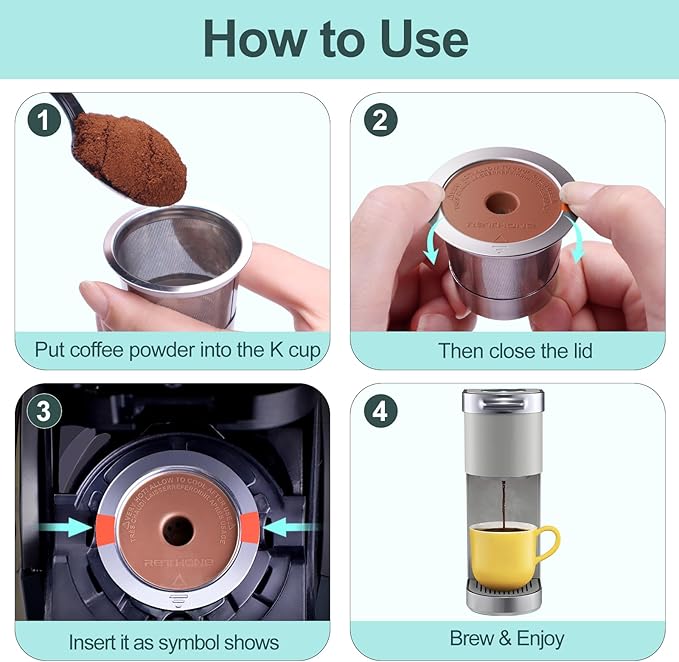 RETHONE K Cup Reusable Coffee Pods, Stainless Steel Reusable K Cups Compatible with Keurig 1.0 & 2.0 Coffee Machines Brewers Refillable K Cups (1 Pack)
