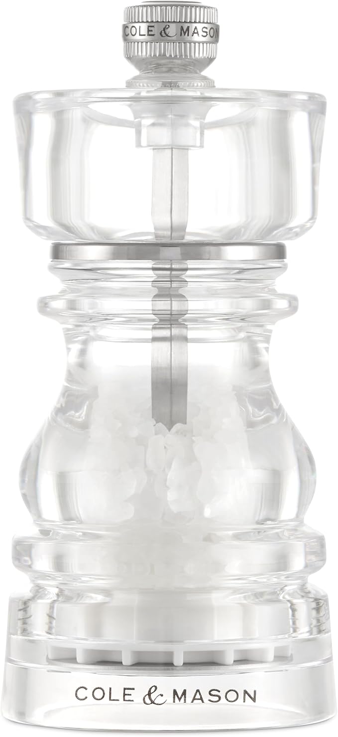 Cole & Mason London Refillable Spice Mill - Kitchen & Home Accessory - Table Salt Grinder - Salt Mill with Ceramic Mechanism - 5", Acrylic