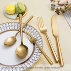 Gold Silverware Set Flatware Set Stainless Steel Cutlery Set Hexagon Handle Home Kitchen Daily Use 30 Pieces Service for 6