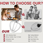 6-Wire Whip Attachment Fits KitchenAid Tilt-Head Stand Mixer Replace K45WW, Stainless Steel, Egg Heavy Cream Beater, Cakes Mayonnaise Whisk