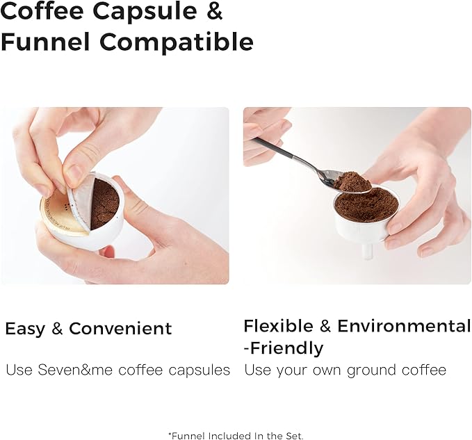 SEVEN&ME Espressor Machine Coffee Maker, with Milk Froth All-in-One Espresso Machine Combination, Latte Cappuccino Macchiato Espresso Electric Moka Pot, One Click Smart Operation（8.66"）
