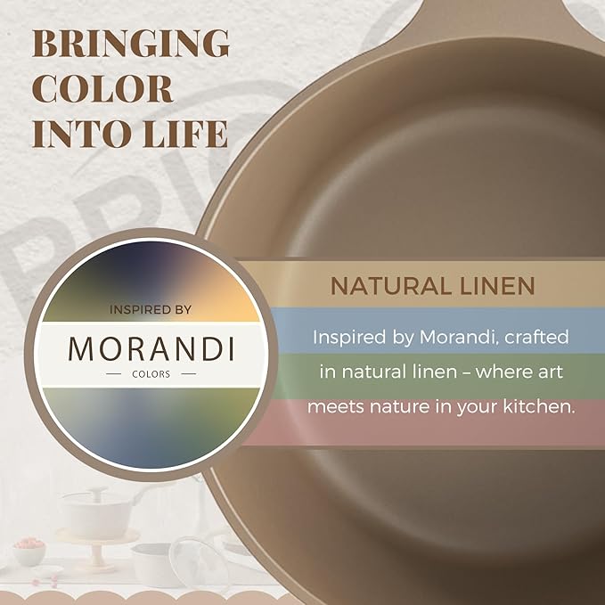 PRICUSIS Nonstick Saucepan with Lid, 2.7 Quart Sauce Pan, Healthy Sauce Pot with Pour Spouts for Multipurpose Use, PTFE, PFOA Free, Induction Compatible, Apricot