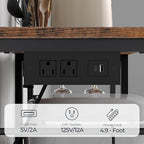 HOOBRO Bakers Rack with Power Outlet, 5 Tiers Coffee Bar with LED Light, Microwave Stand with Wire Basket & Wine Holders, Kitchen Storage Shelf with 6 S-Shaped Hooks, Rustic Brown and Black BF21UDHB01