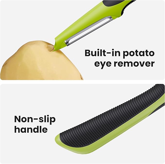 Vegetable Peeler, Swivel Peelers for Kitchen with Non-Slip Grip Handle,Green