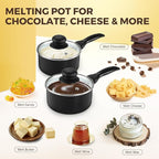Electric Chocolate Melting Pot - Dual 1L Ceramic Non-Stick Pots, PTC Heating & Precision Thermostat (80W, 110V) for Home/Commercial Chocolate, Candy, Fondue & Hot Beverage