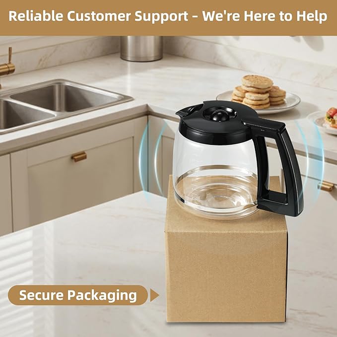 14-Cup Glass Coffee Carafe Replacement Compatible with Cuisinart Models DCC-3200P1, DCC- 3200, DCC-2200RC, Coffee Pot Replacement 14 Cup with Ergonomic Handle and Dripless Spout
