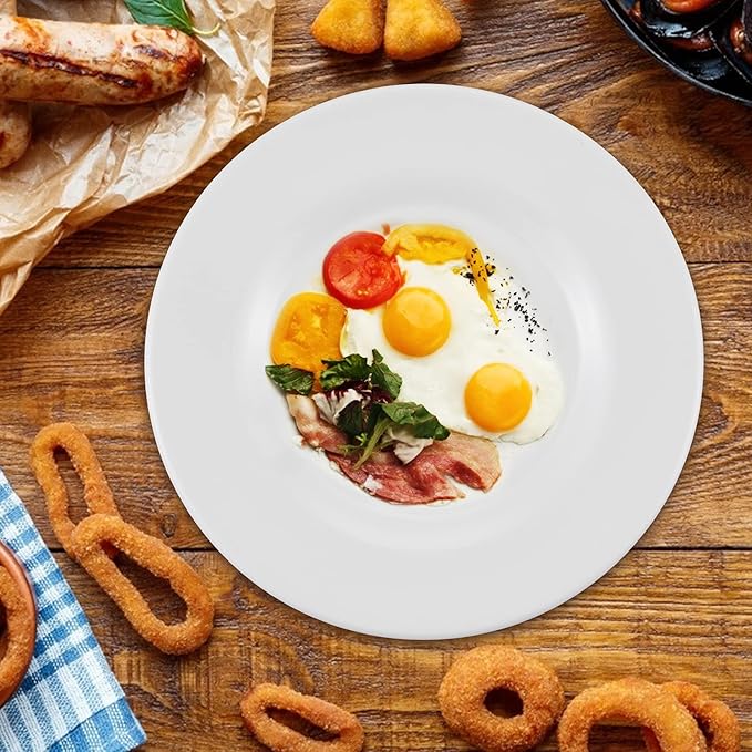 Melamine Dinner Plates,Round,Wide Side, Deep Plate,White,10 Inches,Set of 6,PYW-10-06