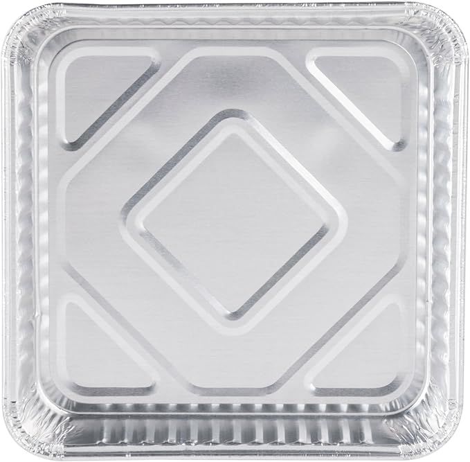 Pack of 30 Extra-Thick Disposable Aluminum Baking Pans | Standard Size 9” x 9” Recyclable Square Cooking Tins | Portable Food Containers | Superior Heat Conductivity | 2” High Walls to Prevent Spills