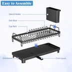 Small Dish Drying Rack, Compact Sink Dish Drainer Plate Rack Organizer with Utensil Holder and Drainbaord for Kitchen Counter, RVs, Apartments