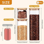 Square Glass Food Storage Jars with Lids[Set of 5], Perfect for Pasta, Cookies, Nuts, Coffee, Cereal, Flour,Organize Your Kitchen and Pantry with these BPA-Free Glass Jars with Canisters