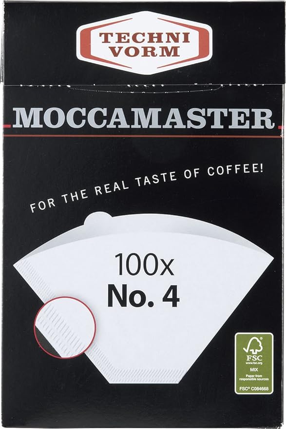 Technivorm Moccamaster 53941 KBGV Select 10-Cup Coffee Maker, Polished Silver, 40 ounce, 1.25l & #4 White Paper Filters, 100-count per box