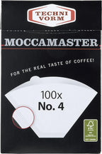 Technivorm Moccamaster 53941 KBGV Select 10-Cup Coffee Maker, Polished Silver, 40 ounce, 1.25l & #4 White Paper Filters, 100-count per box