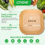 Air Fryer Disposable Paper Liners - 150Pcs 8In Square Parchment Paper Non-Stick Airfryer Basket Liners for Steamer Microwave Oven, Deep Fryer Parts & Accessories