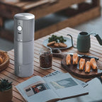 Electric Coffee Grinder Portable Conical Burr Coffee Grinder with 45 Adjustable Settings, Cordless Coffee Burr Grinder for Espresso, Home, Travel, Camping, Office (Silver)