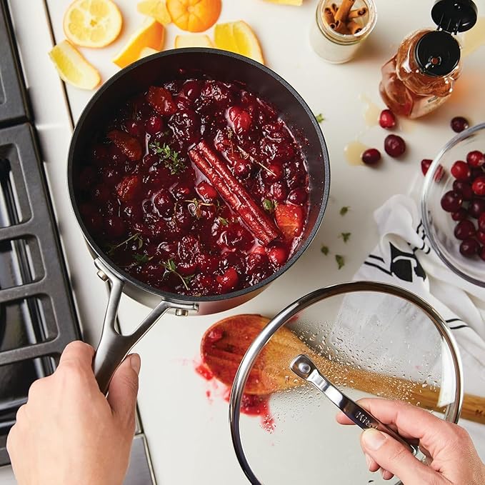 KitchenAid Hard Anodized Induction Nonstick Saucepan with Lid, 2 Quart -Matte Black